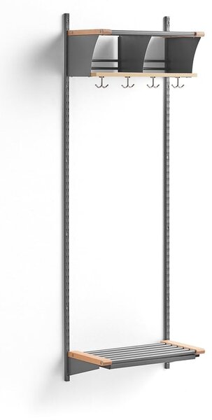 AJ Produkty Šatní stěna JEPPE, 2 přihrádky, 1790x600x300 mm, bříza/stříbrná