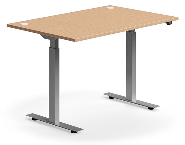 AJ Produkty Výškově nastavitelný stůl FLEXUS, 1200x800 mm, stříbrná podnož, buk