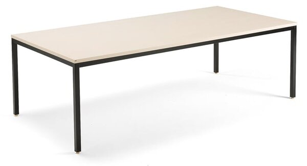 AJ Produkty Jednací stůl QBUS, 2400x1200 mm, 4 nohy, černý rám, bříza