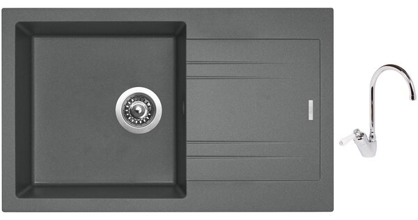 Granitový dřez Sinks LINEA 780 N Titanium + Dřezová baterie Sinks RETRO 54 lesklá