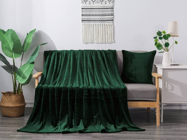 XPOSE® Mikroplyšová deka Exclusive - tmavě zelená 150x200 cm