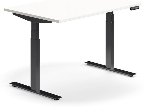 AJ Produkty Výškově nastavitelný stůl QBUS, 1200x800 mm, černá podnož, bílá