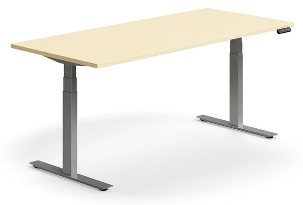 AJ Produkty Výškově nastavitelný stůl QBUS, 1800x800 mm, stříbrná podnož, bříza