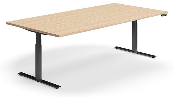 AJ Produkty Jednací stůl QBUS, výškově nastavitelný, obdélníkový, 2400x1200 mm, černá podnož, dub