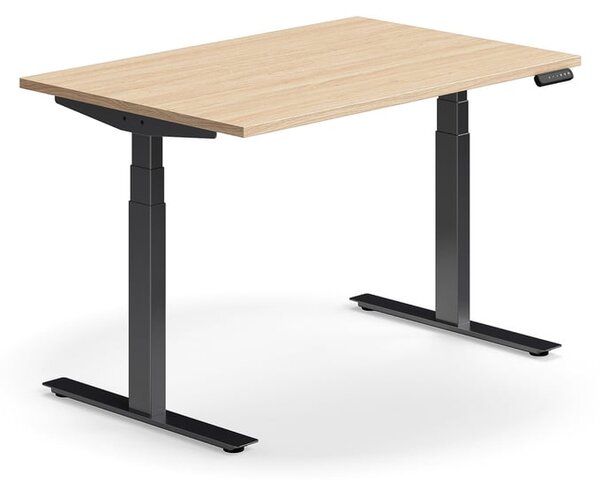 AJ Produkty Výškově nastavitelný stůl QBUS, 1200x800 mm, černá podnož, dub