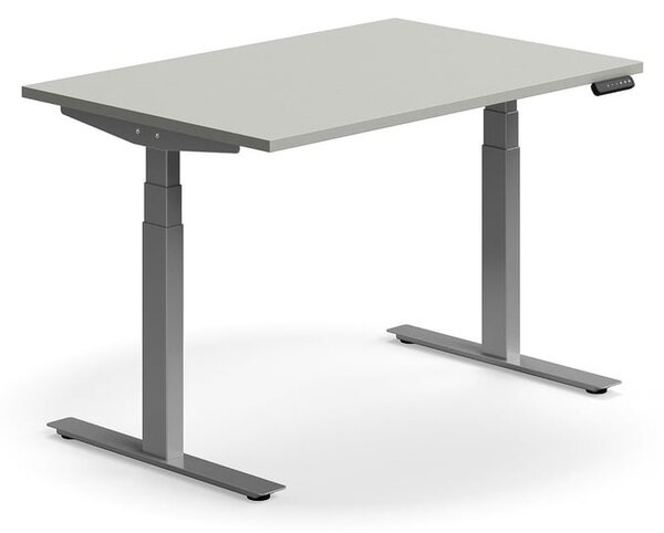 AJ Produkty Výškově nastavitelný stůl QBUS, 1200x800 mm, stříbrná podnož, světle šedá