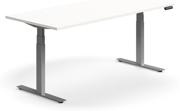 AJ Produkty Výškově nastavitelný stůl QBUS, 1800x800 mm, stříbrná podnož, bílá