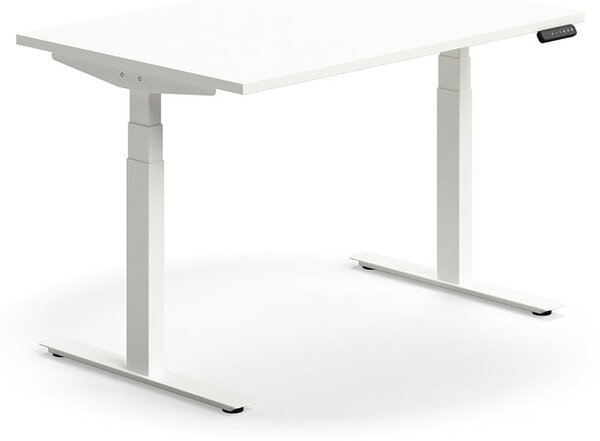 AJ Produkty Výškově nastavitelný stůl QBUS, 1200x800 mm, bílá podnož, bílá