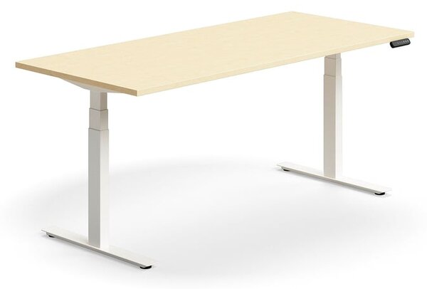 AJ Produkty Výškově nastavitelný stůl QBUS, 1800x800 mm, bílá podnož, bříza