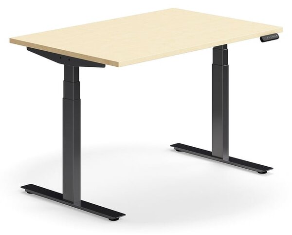 AJ Produkty Výškově nastavitelný stůl QBUS, 1200x800 mm, černá podnož, bříza