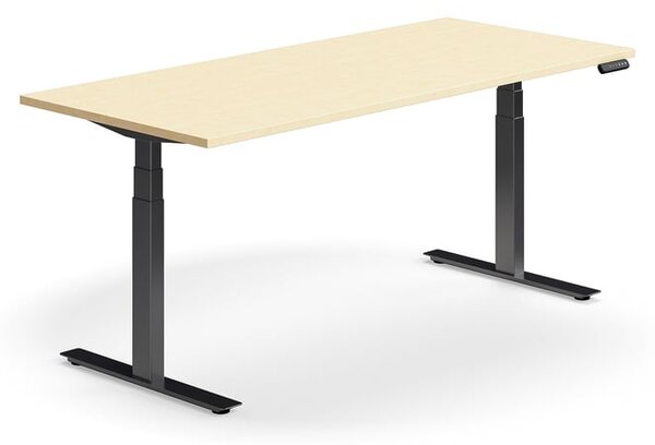 AJ Produkty Výškově nastavitelný stůl QBUS, 1800x800 mm, černá podnož, bříza