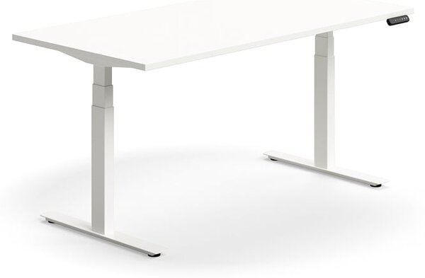 AJ Produkty Výškově nastavitelný stůl QBUS, 1600x800 mm, bílá podnož, bílá