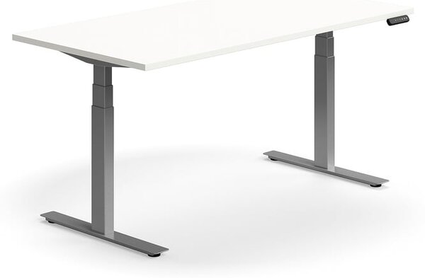 AJ Produkty Výškově nastavitelný stůl QBUS, 1600x800 mm, stříbrná podnož, bílá