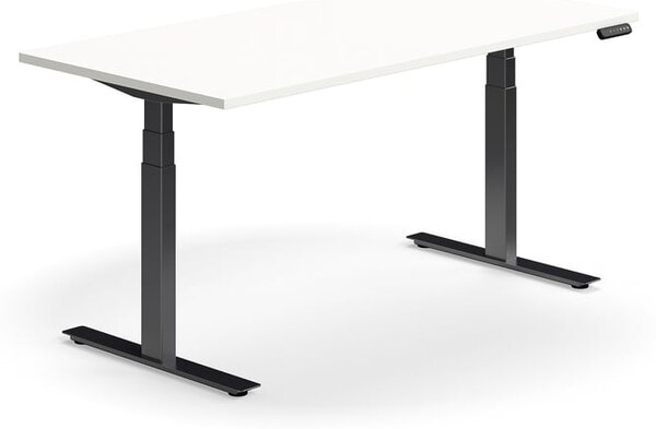 AJ Produkty Výškově nastavitelný stůl QBUS, 1600x800 mm, černá podnož, bílá