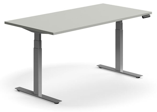 AJ Produkty Výškově nastavitelný stůl QBUS, 1600x800 mm, stříbrná podnož, světle šedá