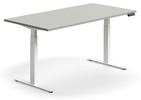 AJ Produkty Výškově nastavitelný stůl QBUS, 1600x800 mm, bílá podnož, světle šedá
