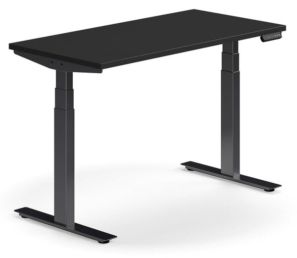 AJ Produkty Výškově nastavitelný stůl QBUS, 1200x600 mm, černá podnož, černá