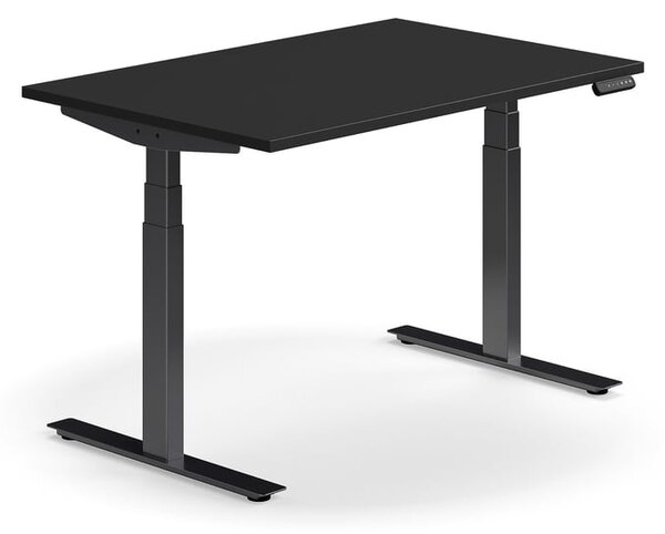 AJ Produkty Výškově nastavitelný stůl QBUS, 1200x800 mm, černá podnož, černá