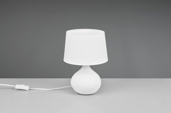 Bílá stolní lampa z keramiky a tkaniny Reality Martin, výška 29 cm