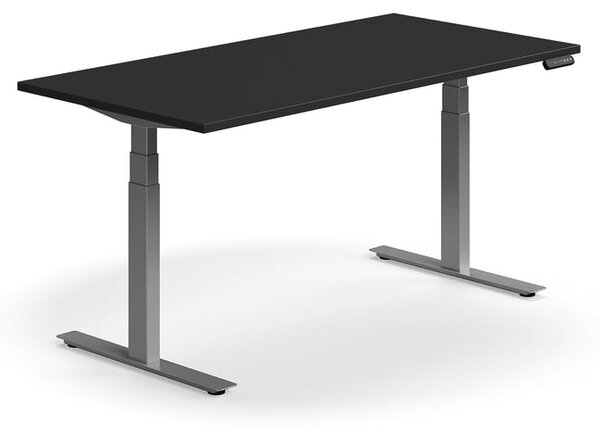 AJ Produkty Výškově nastavitelný stůl QBUS, 1600x800 mm, stříbrná podnož, černá