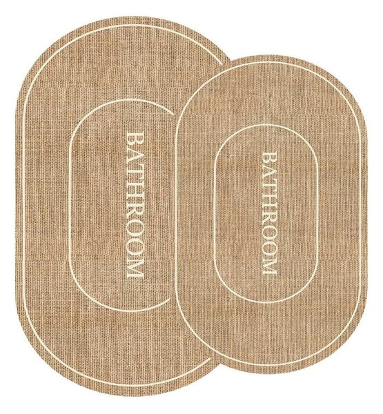 Hnědo-krémové koupelnové předložky v sadě 2 ks 60x90 cm Jute Look – Mila Home
