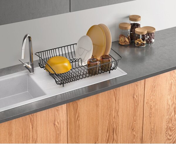 Černý odkapávač z nerezové oceli Metaltex Rectangular Lava