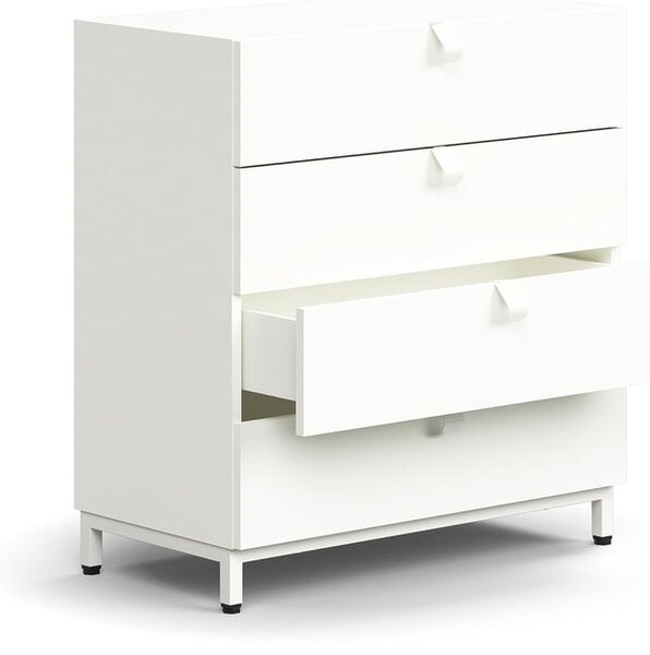AJ Produkty Skříňka se zásuvkami QBUS, 4 zásuvky, nohy, úchytky, 868x800x400 mm, bílá