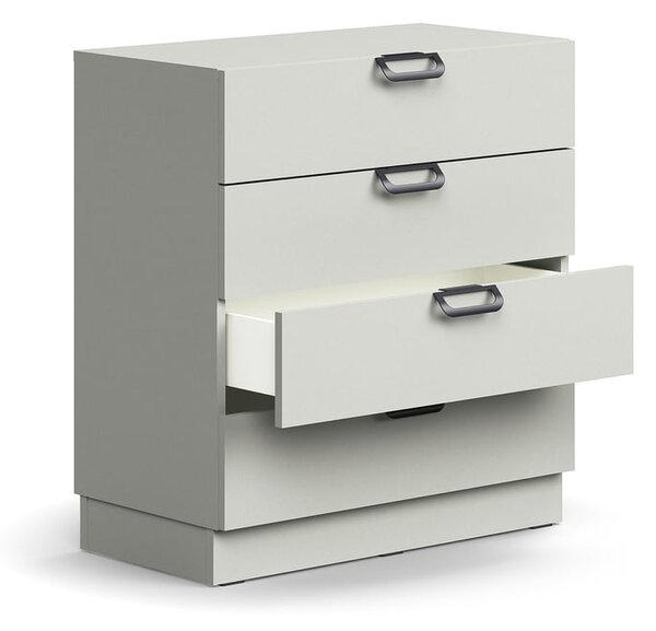 AJ Produkty Skříňka se zásuvkami QBUS, 4 zásuvky, sokl, otevřené úchytky, 868x800x400 mm, světle šedá