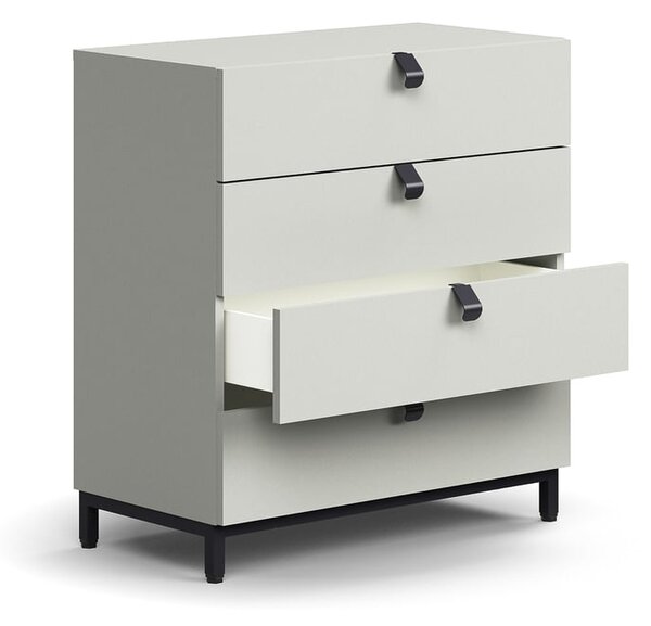 AJ Produkty Skříňka se zásuvkami QBUS, 4 zásuvky, nohy, úchytky, 868x800x400 mm, černá, světle šedá
