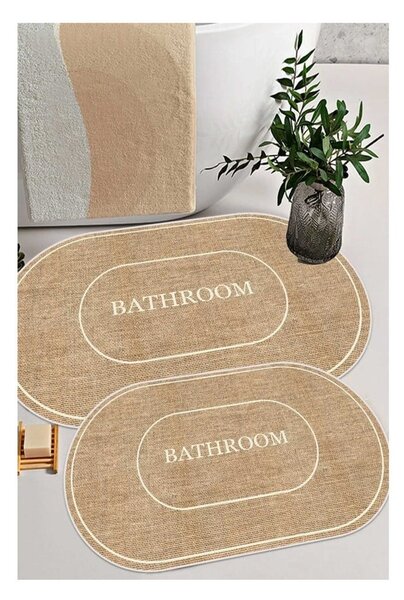 Hnědo-krémové koupelnové předložky v sadě 2 ks 60x90 cm Jute Look – Mila Home