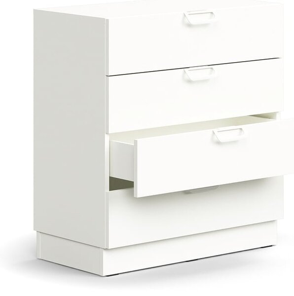 AJ Produkty Skříňka se zásuvkami QBUS, 4 zásuvky, sokl, otevřené úchytky, 868x800x400 mm, bílá