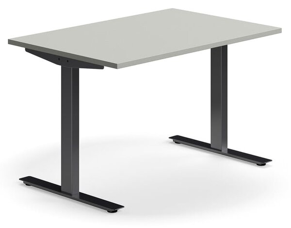 AJ Produkty Psací stůl QBUS, T-nohy, 1200x800 mm, černá podnož, světle šedá