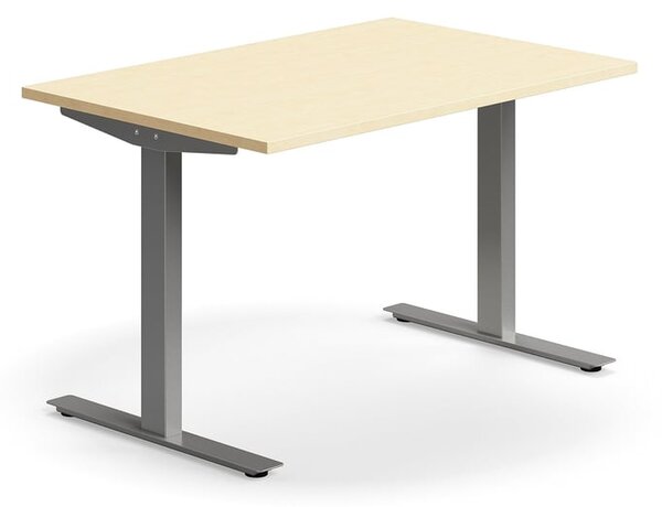 AJ Produkty Psací stůl QBUS, T-nohy, 1200x800 mm, stříbrná podnož, bříza