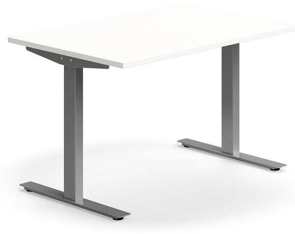 AJ Produkty Psací stůl QBUS, T-nohy, 1200x800 mm, stříbrná podnož, bílá