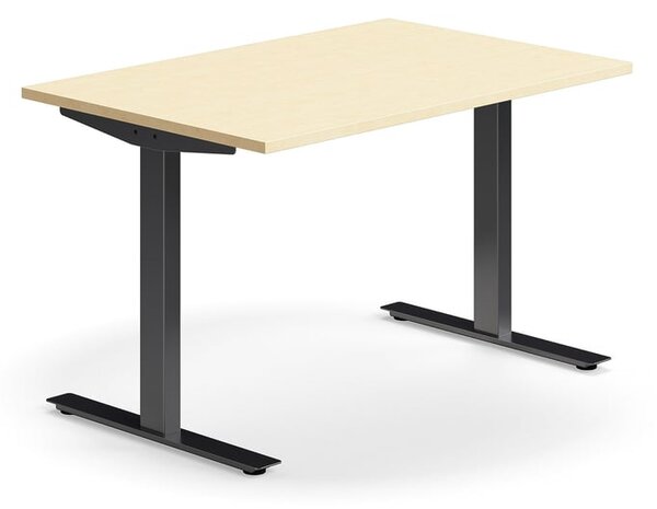 AJ Produkty Psací stůl QBUS, T-nohy, 1200x800 mm, černá podnož, bříza