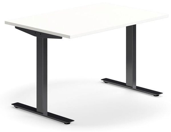 AJ Produkty Psací stůl QBUS, T-nohy, 1200x800 mm, černá podnož, bílá