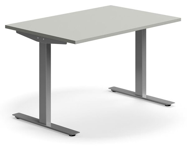 AJ Produkty Psací stůl QBUS, T-nohy, 1200x800 mm, stříbrná podnož, světle šedá