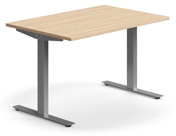 AJ Produkty Psací stůl QBUS, T-nohy, 1200x800 mm, stříbrná podnož, dub