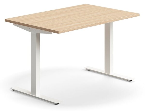 AJ Produkty Psací stůl QBUS, T-nohy, 1200x800 mm, bílá podnož, dub