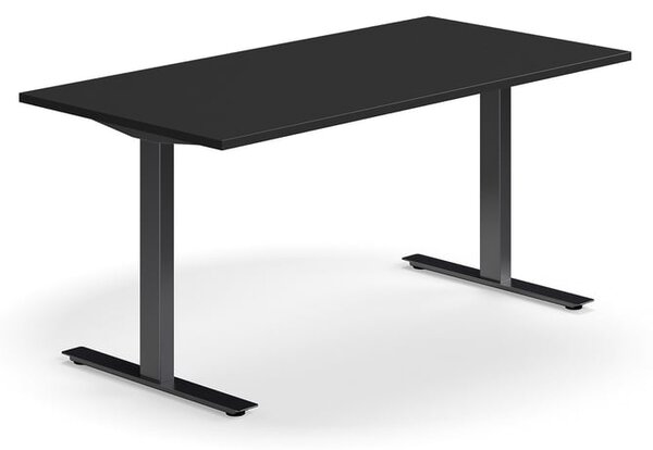 AJ Produkty Psací stůl QBUS, T-nohy, 1600x800 mm, černá podnož, černá
