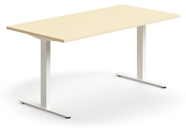 AJ Produkty Psací stůl QBUS, T-nohy, 1600x800 mm, bílá podnož, bříza