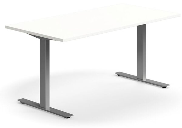 AJ Produkty Psací stůl QBUS, T-nohy, 1600x800 mm, stříbrná podnož, bílá