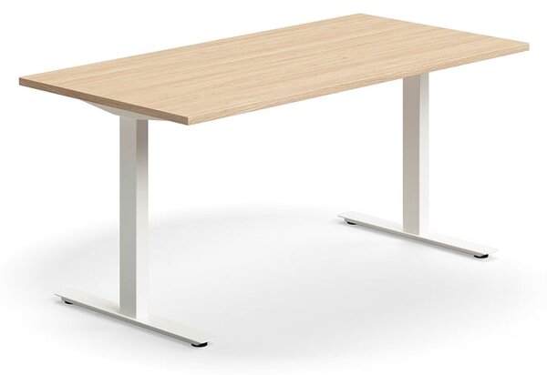 AJ Produkty Psací stůl QBUS, T-nohy, 1600x800 mm, bílá podnož, dub