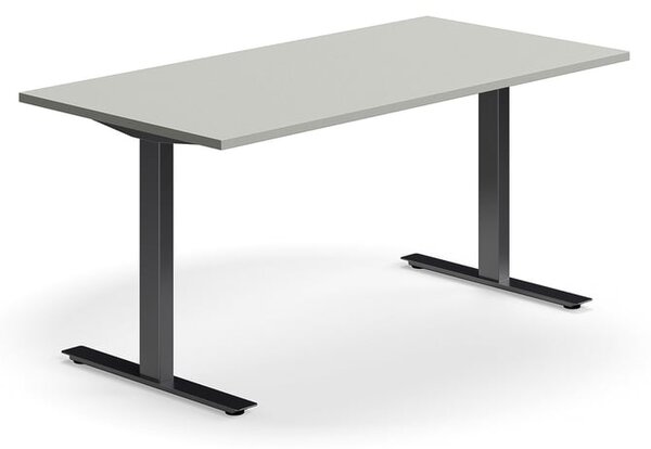 AJ Produkty Psací stůl QBUS, T-nohy, 1600x800 mm, černá podnož, světle šedá