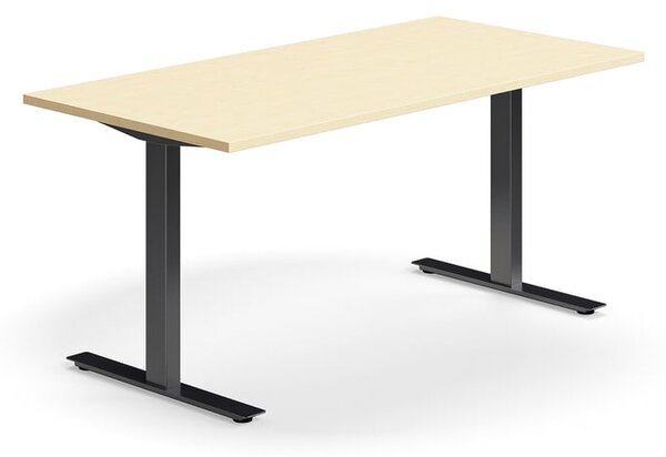 AJ Produkty Psací stůl QBUS, T-nohy, 1600x800 mm, černá podnož, bříza