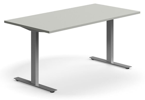 AJ Produkty Psací stůl QBUS, T-nohy, 1600x800 mm, stříbrná podnož, světle šedá