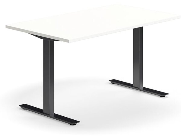AJ Produkty Psací stůl QBUS, T-nohy, 1400x800 mm, černá podnož, bílá