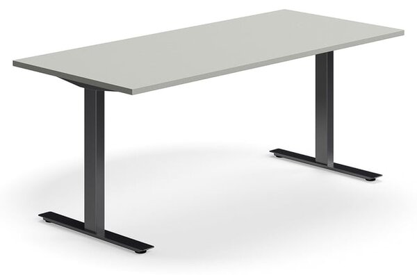 AJ Produkty Psací stůl QBUS, T-nohy, 1800x800 mm, černá podnož, světle šedá