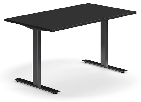 AJ Produkty Psací stůl QBUS, T-nohy, 1400x800 mm, černá podnož, černá