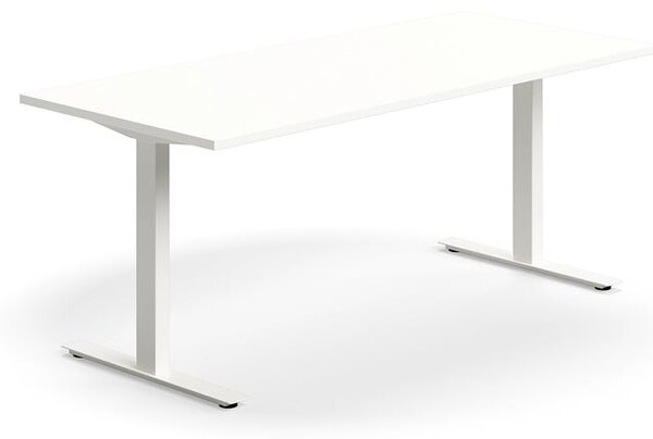 AJ Produkty Psací stůl QBUS, T-nohy, 1800x800 mm, bílá podnož, bílá